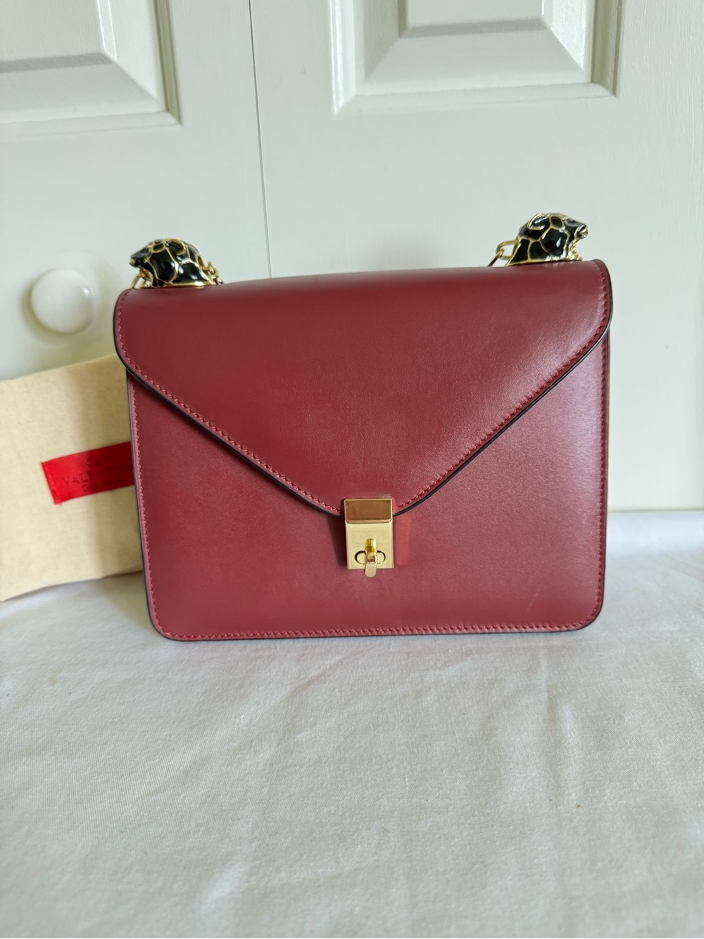 Wine Red Leather Crossbody with Gold Hardware Mint